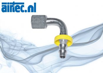 90° Push-Lock tuhle met wartelmoer,G-schroefdraad, 60° conus