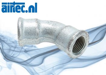 Bogen 45° met binnenschroefdraad, PN 25