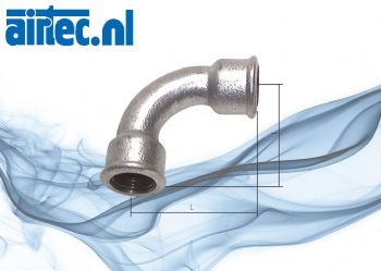 Bogen 90° met binnenschroefdraad, PN 25