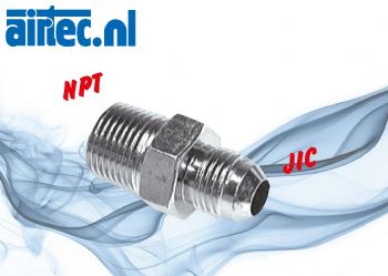 Dubbel nippel met NPT- en JIC-schroefdraad (buiten), tot 310 bar