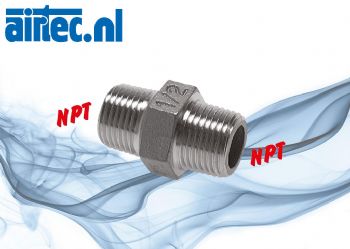 Dubbel nippel met NPT-schroefdraad, PN 16