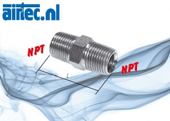 Dubbel nippel met NPT-schroefdraad, tot 345 bar