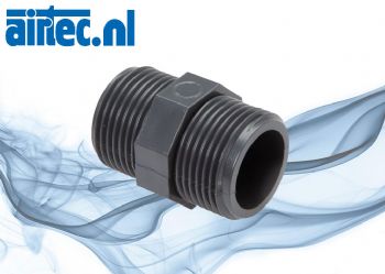 Dubbel nippel met cilindrische buitenschroefdraad, PVC-U (alleen voor kunststof schroefdraad), PN 16