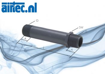 Dubbel pijpnippels van polypropyleen