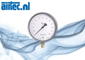 Fijnmeetmanometer verticaal Ø 160 mm chroomnikkelstaal, klasse 0,6