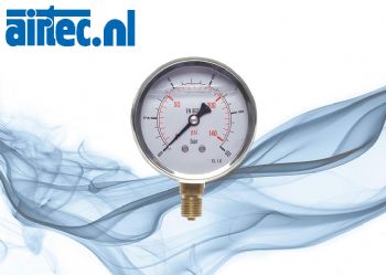 Glycerinemanometer verticaal Ø 63 mm, roestvrij staal - messing, Eco-Line