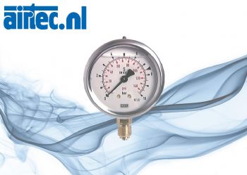 Glycerinemanometer verticaal Ø 63 mm chroomnikkelstaal - messing, klasse 1,6