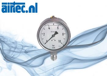 Glycerinemanometers verticaal Ø 100 mm, roestvrij staal - Chemie, Klasse 1,0