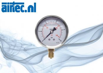 Glycerinemanometer verticaal Ø 63 mm, roestvrij staal - messing, Eco-Line