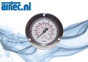 Inbouwmanometer met grote voorring voor inbouwen van schakelpanelen, klasse 2,5