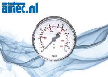 Manometer horizontaal Ø 40, 50, 63 mm(standaardschroefdraad), klasse 2,5