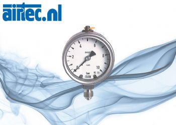 Manometers verticaal Ø 63 mm, roestvrij staal - Chemie, Klasse 1,6