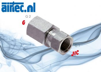 Rechte opschroefkoppeling met G- en JIC-schroefdraad (binnen)