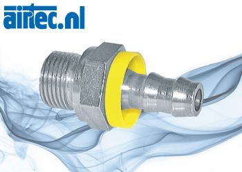 Push-Lock rechte tuhle met buitendraad, G-schroefdraad, 60° conus