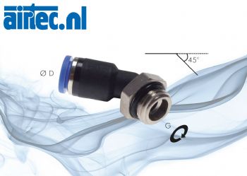 Stekkerkoppelingen 45°, cilindrisch schroefdraad, standaard