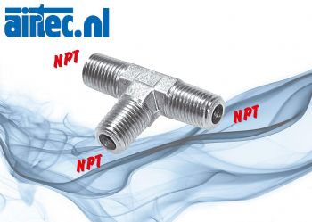 T-stukken met NPT-schroefdraad (buiten), tot 345 bar