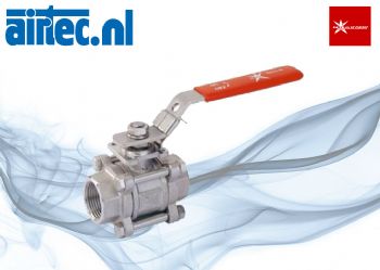 RVS, 3-delige kogelkranen, ISO-top voor actuator montage, MARS55, PN65